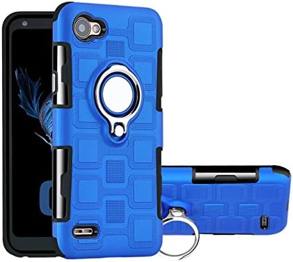 AddGuan LG Q6/LG Q6 Plus Case,360 Degree Rotation Ring Stand Holder,Compatible With Magnetic car Phone Mount,Attached Tempered Glass Screen Protector for LG Q6/LG Q6 Plus (Blue)