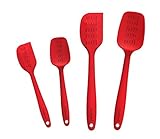 Silicone Spatulas Set Heat Resistant With Measurement Conversion BPA Free, Dishwasher Safe,Red Aichoof