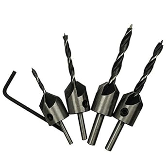 Generic 4 PCS HSS Counter Sink Bit Set 5 Flute Countersink Drill Bit Set Hex Shank Screw Reamer Woodworking Chamfer Tools VEM39 P30