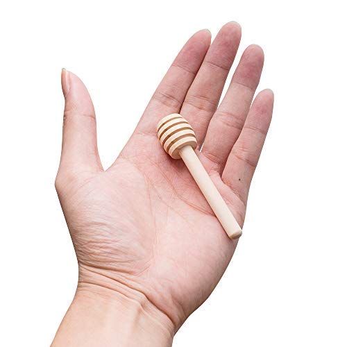 WOAIWO-Q 50 Pack of Mini 3 Inch Wood Honey Dipper Sticks, Individually Wrapped, Server for Honey Jar Dispense Drizzle Honey, Wedding Party Favors - Thumbnail 2