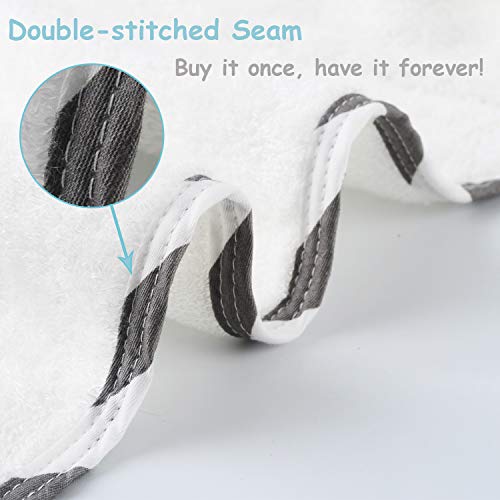 Premium Bamboo Baby Hooded Towel with Baby washcloths by YoulerTex, Ultra Soft and Absorbent Baby Bath Towel, Hypoallergenic Large Hooded Towel for Kids, Newborns, Toddlers (White)
