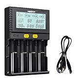 Miboxer 18650 Smart Battery Charger Universal Intelligent 4 Slot Automatic LCD Display for Li-ion LiFePO4 Ni-MH Ni-Cd AA AAA C 26650 18350 18700 21700 20700 RCR123 Fire Prevention Material