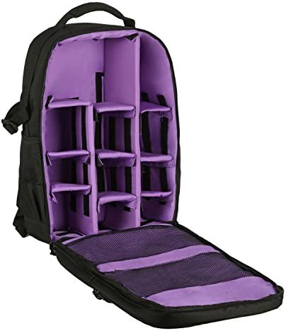 DSLR SLR Camera Backpack for Women Men Waterproof Camera Bag with Laptop for Canon Nikon Sony PURPLE
