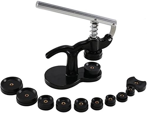 Watch Press Set INNKER 13Pcs Back Case Closer with12 ABS Dies(18mm-50mm) Watchmaker Watch Crystal Back Case Cover Press Close Professional Black Watch Repair Tool Kit