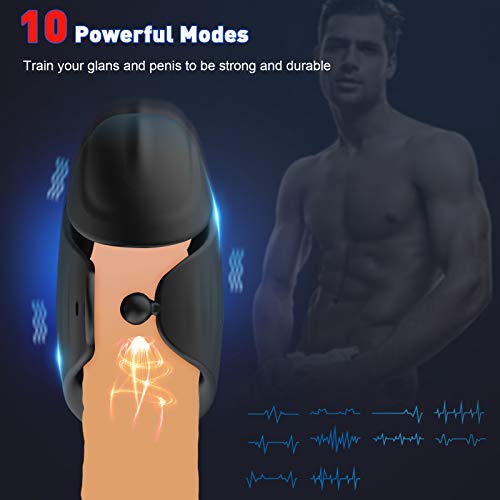 Urnight Penis Vibrator Male Masturbators Penis Massager with 8 Vibration Modes,Glans Trainer Masturbation for Retarded Ejaculation,Adjustable Vibrating Size Sex Toy for Male