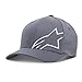 ALPINESTARS Men's Curved Bill Structured Crown Flex Back Flat Embroidered Logo Flexfit Hat, Trans Corp Charcoal, L/XL