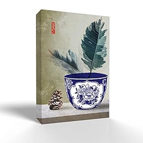 Canvas Wall Art Blue and White Porcelain Pictures Home Wall Decorations for Bedroom Living Room Paintings Canvas Prints Framed - 12x18 inches
