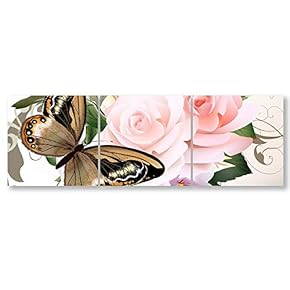 3 Piece Canvas Wall Art-Romantic Flower-Canvas Prints Home Artwork Decoration for Living Room,Bedroom - 12"x12"x3 Panels