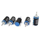 WXD3-13 10K ohm 2W 4mm Shaft Dia 10-Turn Wire Wound Potentiometer 5pcs