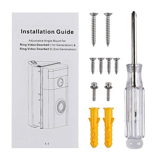 Adjustable Angle Mount Compatible Ring Video Doorbell 2 & Ring Wi-Fi Enabled Video Doorbell, QIBOX Wedge Kit/Angle Adapter/Mounting Plate/Bracket / Ring Corner Kit (ONLY for Ring 1st & 2nd)