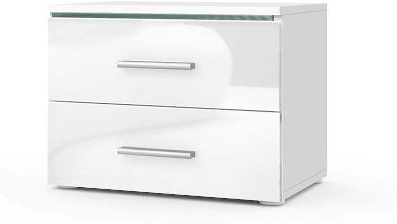 Vladon Bedroom Bedside Cabinet Faro Carcass In White Matt Front In White High Gloss Vladon Amazon Co Uk Kitchen Home