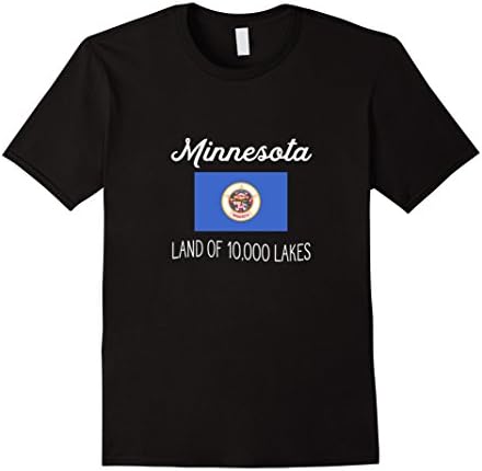 Mens Minnesota State Flag Land of 10,000 Lakes Slogan Plate Tee 3XL Black
