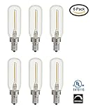 Light Blue™ 1-Watt (15W) LED T25 Tubular Filament, 120V, Candelabra (E12) Base Light Bulb, Dimmable, UL-Listed (6-PACK)