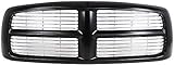 Evan-Fischer EVA17772021821 Grille for Dodge Full Size P/U 02-05 Horizontal Bar Insert Plastic Painted-Black Shell/Chrome Insert New Body Style