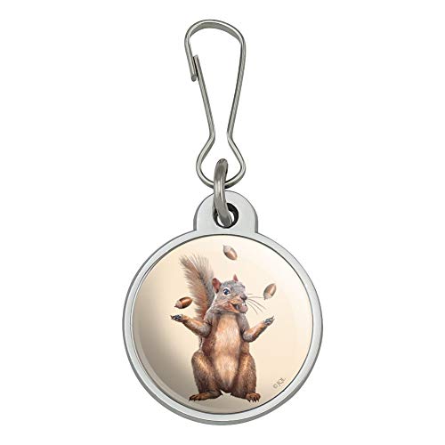 Squirrel Juggling His Nuts Crazy Funny Jacket Handbag Purse Luggage Backpack Zipper Pull Charm