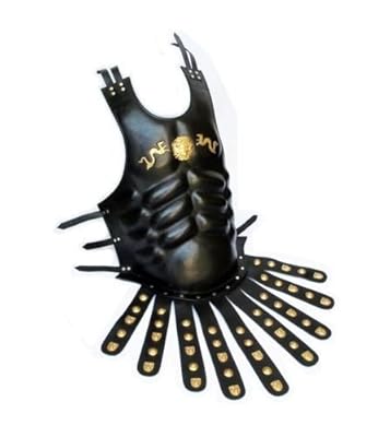 LEATHER Medieval Knight Body Armor Roman Muscle Plate Cuirass Leather Strap LARP Leather Medieval Armor Jacket - Black -