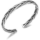 BaBakiak Twisted Braided Cuff Bracelet - Adjustabe Stainless Steel Vintage Weave Open Bracelet Bangle - Statement Bangles Fashion Jewelry Gifts