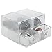 C&AHOME DIY Stackable Shoe Box Clear Plastic Storage Box Foldable Shoe Container Closet Organizer,4 Pack