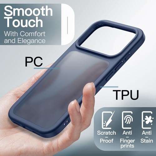 JETech Matte Case for iPhone 17 Pro 6.3 Inch, Military Grade Drop Protection Anti-Shock, Minimalist Frosted Translucent Backing, Anti-Fingerprint (Dark Blue)