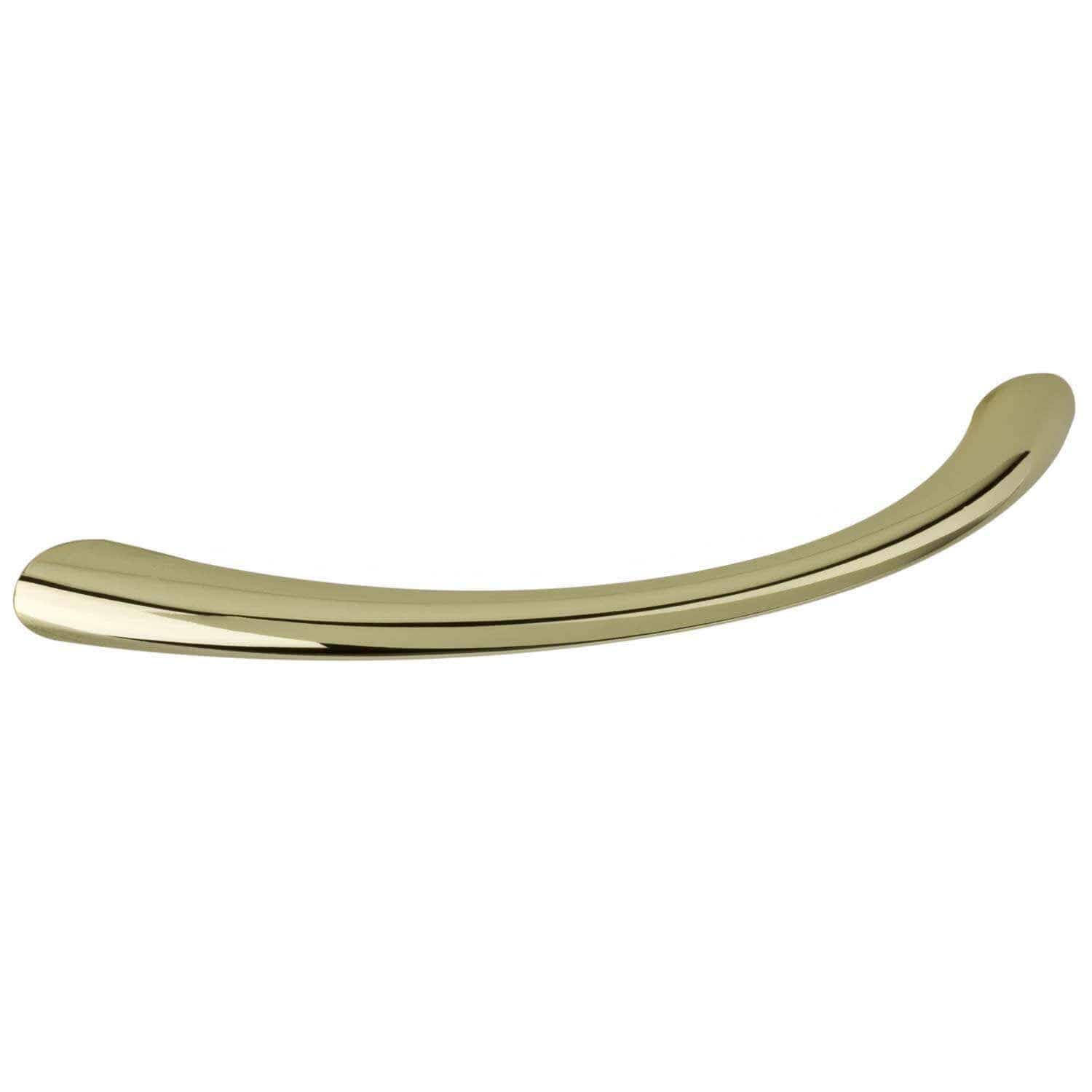 Hiatt Hardware Elite Knob & Handles - Tapered Slim Bow Pull Handles - Cabinet & Cupbaord - 96mm - Pack 6 - Polished Brass - Fixings Included