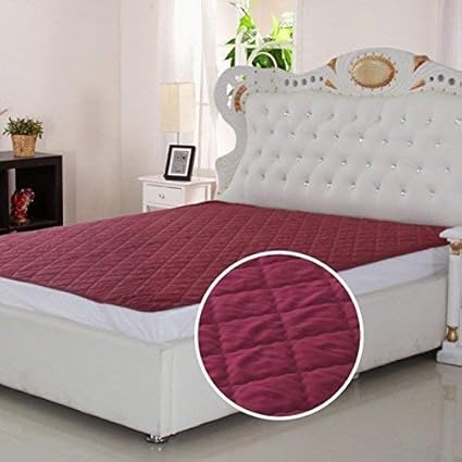 Amer Handicraft Presents Mattress Protector Waterproof & Dustproof Maroon Double Bed Mattress -with Elastic Bands ((Size: 72x78)