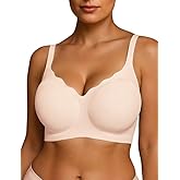 Soft Intention Scalloped Wireless Bras for Women No Underwire Supportive Wireless Push Up Full Coverage
