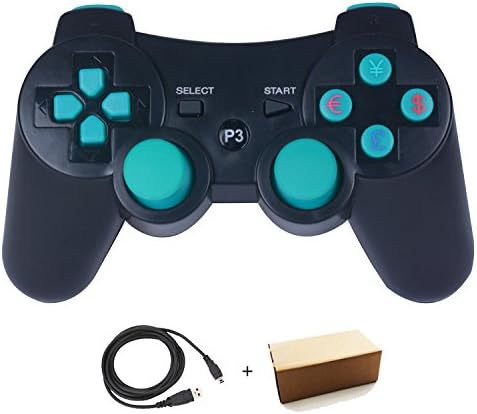 Kepisa Wireless Bluetooth Controller For PS3 Double Shock - Bundled with USB charge cord (BlackBlue)