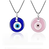 Caiyao Evil Eye Pendant Necklace Glass Leather Rope Chain Turkish Protect Lucky Necklace for Women Men