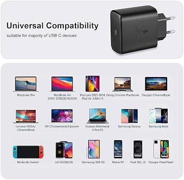 45W USB C Ladegerät Super Schnellladegerät für Samsung Galaxy S23 S22 Ultra Ladegerät S22/S22+/S21 Ultra/S21+/S21/S20，Note 10/Note 10+/Note 20/S20/S21/S10/S9/S8 Typ C Ladekabel Wandladegerät mit Kabel