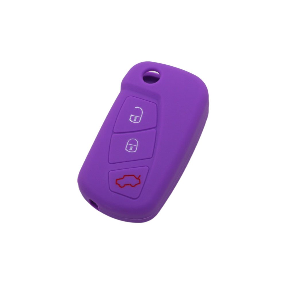 BROVACS Silicone Cover Protector Case Holder Skin Jacket Compatible with FORD 3 Button Flip Remote Key Fob CV9700 Purple