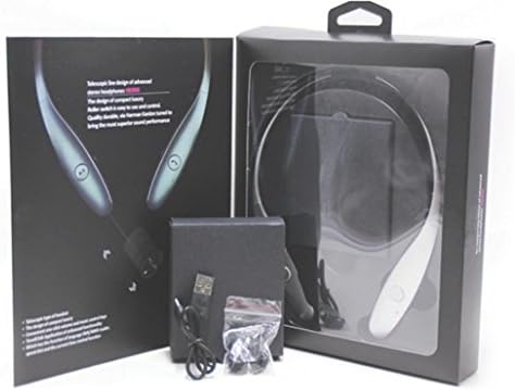 Headphones with Microphone HBS 900 Bluetooth Neckband Headphones with Retractable Earbuds, Running/Sports Sweatproof Noise Cancelling Wireless Headset for LG iPhone Android/ALL (Black)