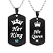 GAGAFEEL Couple Necklace His Hers Titanium Stainless Steel Pendant Crown Tag Queen & King Matching Set Gift