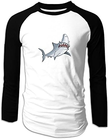 Nfuxinqu Cartoon Shark Men's Long Sleeve Raglan Tshirt Cotton Classic Comfort Soft T Shirt For Mens XXL