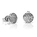 Chuvora 925 Oxidized Sterling Silver Tiny Circle Celtic Knot 8 mm Round Post Stud Earrings for Women