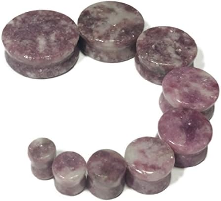 PAIR 8g-1" Moondevite Stone Plugs Tunnels Gauges (8g (3mm))
