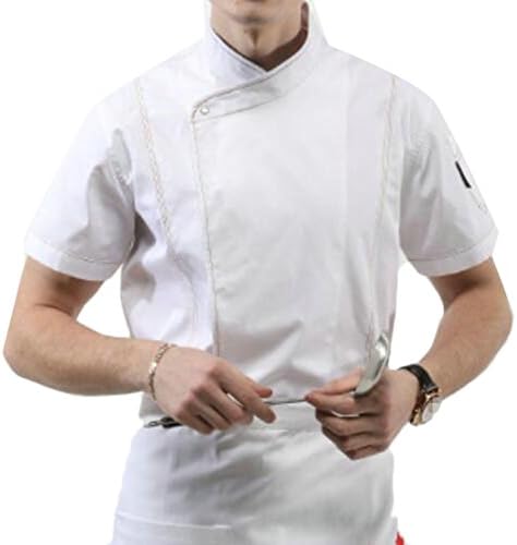 Lutratocro Men's Short Sleeve Cook Hotel Uniform Chef Work Jacket Coat