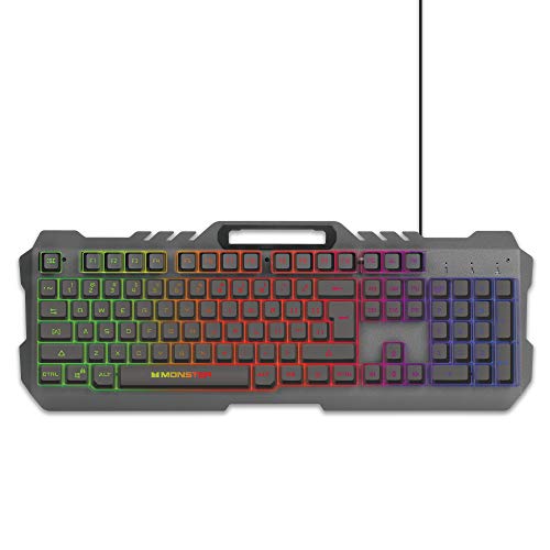 Monster USB Wired Gaming Keyboard with MultiColor LED Backlit Keys and