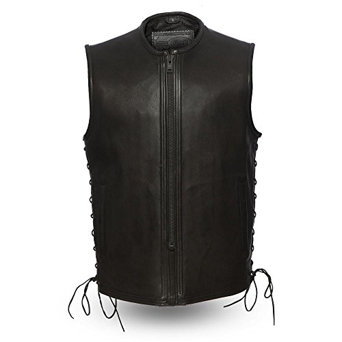 First Manufacturing Platinum Series Men's Venom Leather Vest (Black, Small)