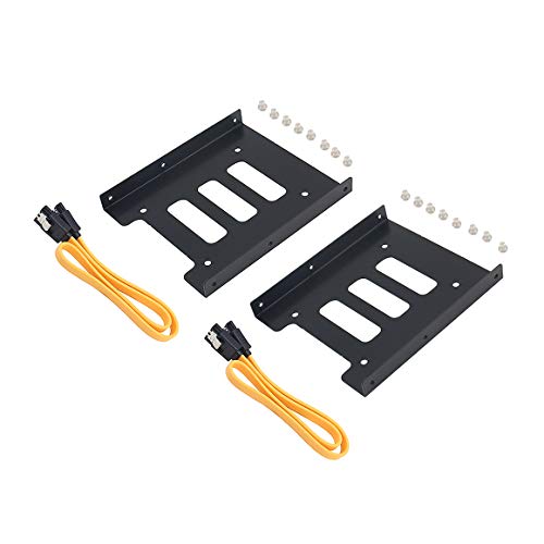 SSD Mounting Bracket, Tan QY 2 Pack 2.5" to 3.5" SSD HDD Hard Disk Drive Bays Holder Metal Mounting Bracket Adapter for PC(Bracket+Sata III Cale)