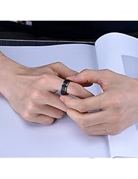 Anillo de bodas King Will, clásico, de 8 mm, de carburo de tungsteno, de color negro, cepillado, con dos hendiduras en el centro, para hombre