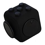 Capsloc Fidget Cube - Fidget Dice Toy Relieves Stress and Anxiety for Children and Adults Anxiety Attention Click Toy - All Black Rubber Matt Finish