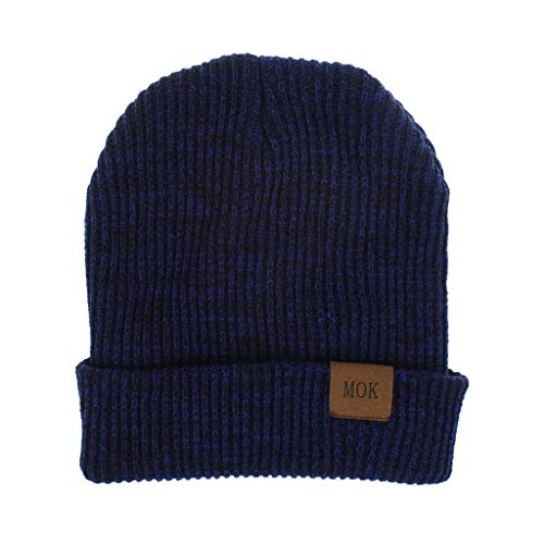 Tomppy Women Men Knitted Beanie Hats Winter Warm Hat Crochet Slouchy Wool Skull Caps Ski Hat Headwear Navy