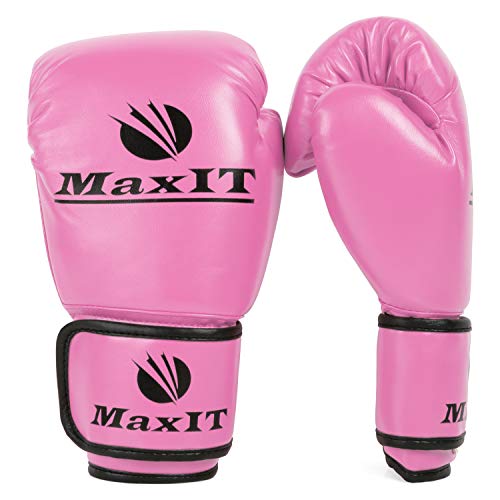 MaxIT Boxing Training Gloves for Kickboxing Punching Bag Mitt Sparring MMA Muay Thai or Fighting Sports - Pink 14oz