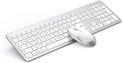 Tastatur Maus Set Kabellos, seenda SK38-3 Ultra-Dünne Wiederaufladbare Funktastatur, Ergonomische Keyboard Mouse mit Silikon Staubschutz für PC/Laptop