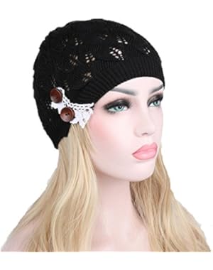 Hat, Women Winter Warm Beret Braided Baggy Knit Crochet Ski Hat