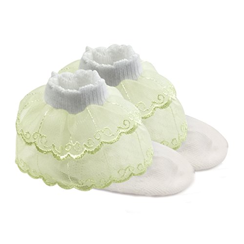 Wrapables Lil Miss Emily Double Layer Lace Ruffle Socks Set of 2, Size 4-6, Green