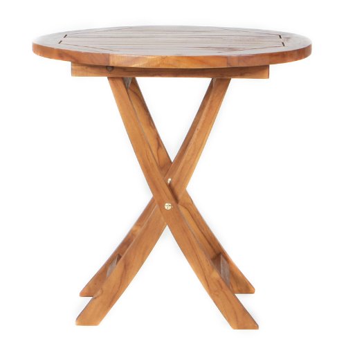 All Things CedarTS26 Teak Bistro Outdoor Table | Indonesian Teak | Light Oil Finish and Solid Brass Hardware | Round Table with Mortise and Tenon Joinery | Folding Legs for Easy Storage | 26x26x29