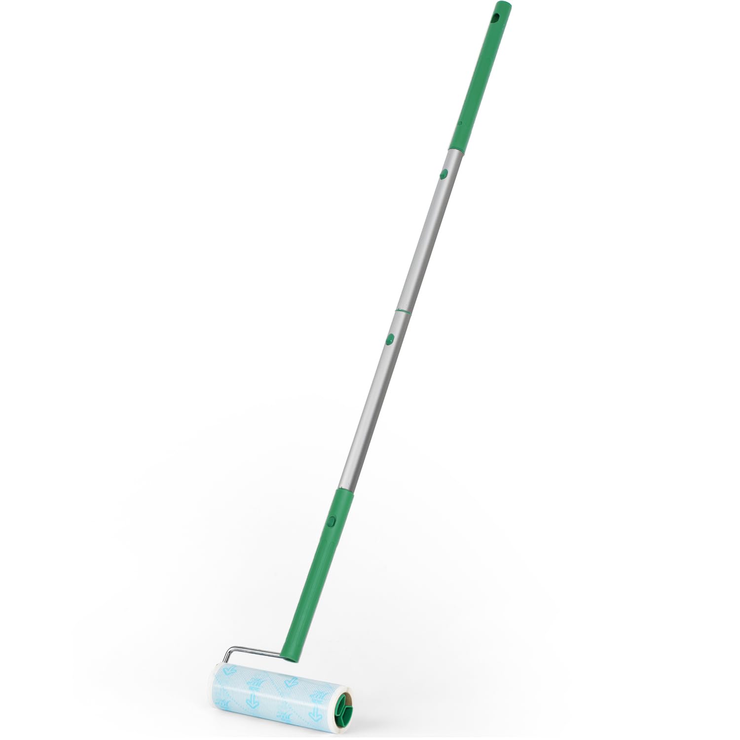 UNIKON Lint Roller Sticky Roller Pet Hair Roller, Long Handle Sticky Mop with 4-Foot Extendable Handle 30 Sheets, Green