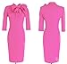 Women's 1950s Retro 3/4 Sleeve Bow Cocktail Party Evening Dress Work Pencil Dress (XL, Pink)