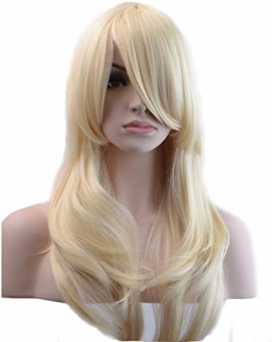 CosMe 28'' 70cm Blonde Wig - Long Big Wavy Hair Women Cosplay Party Costume Wig with Free Wig Cap and Wig Comb(Blonde)